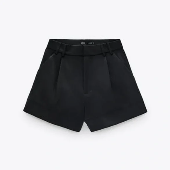 Zara Satin High Waist Shorts Black Size M NWOT - Picture 3 of 6